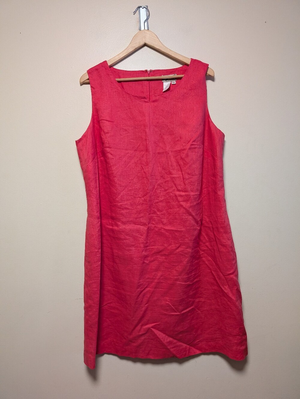 Coldwater Creek Pink Linen Shift Dress Size 18W Sleeveless Coastal Resort